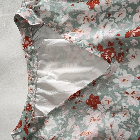 Tunic Blouse Long Sleeve Size XL Boho Green Floral Feminie Flowy Print Flowy - Picture 3 of 11